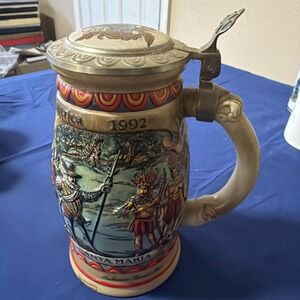 1992 BUDWEISER LIDDED Stein. DISCOVERY OF AMERICA Series. Limited Edition